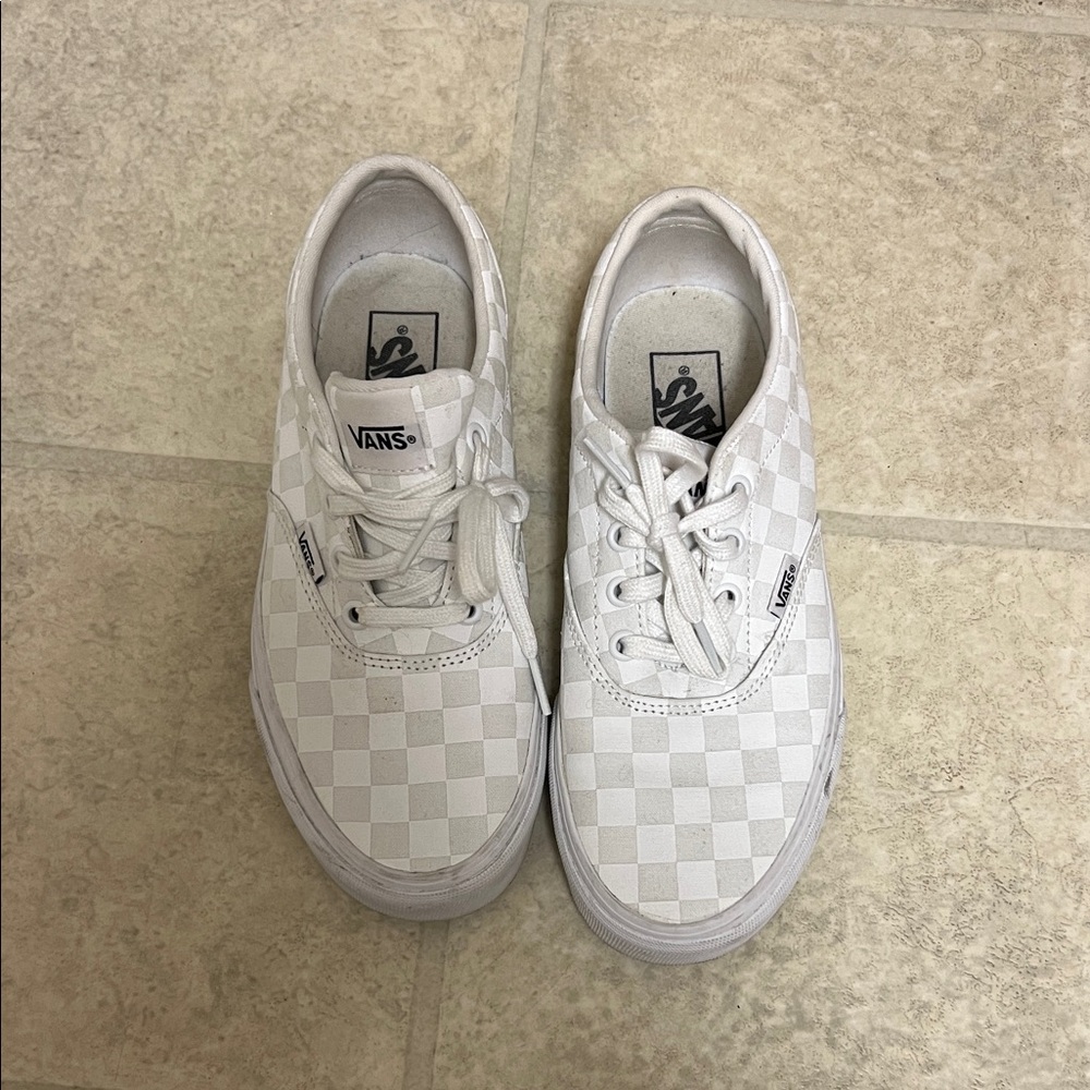Vans White Checkered Sneakers